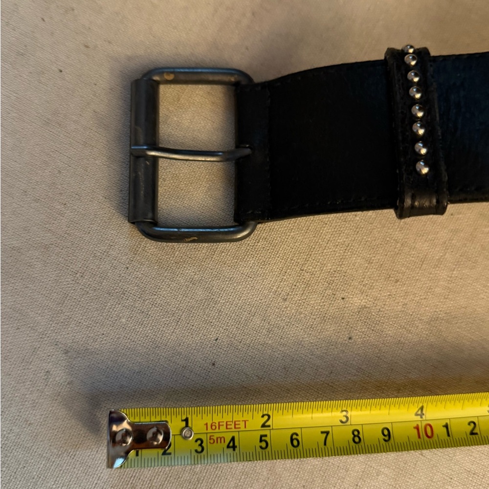 Saks Fifth Avenue black leather belt with heart studded details S NWOT - Picture 8 of 9